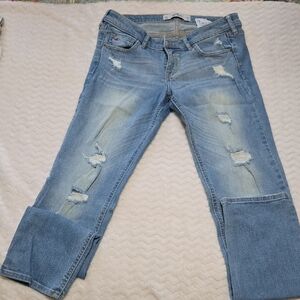 Hollister Light Blue Distressed Straight Leg Jeans